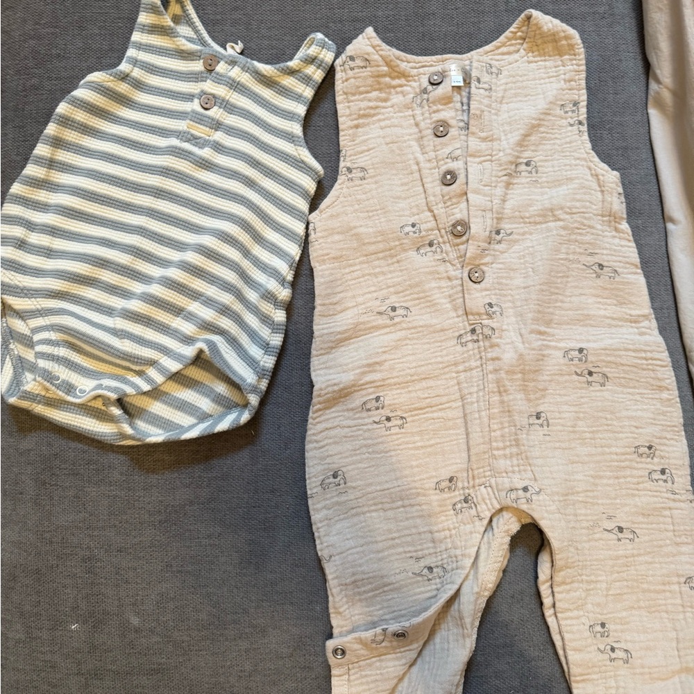 Rylee + Cru Striped Blue and Cream One Piece Set